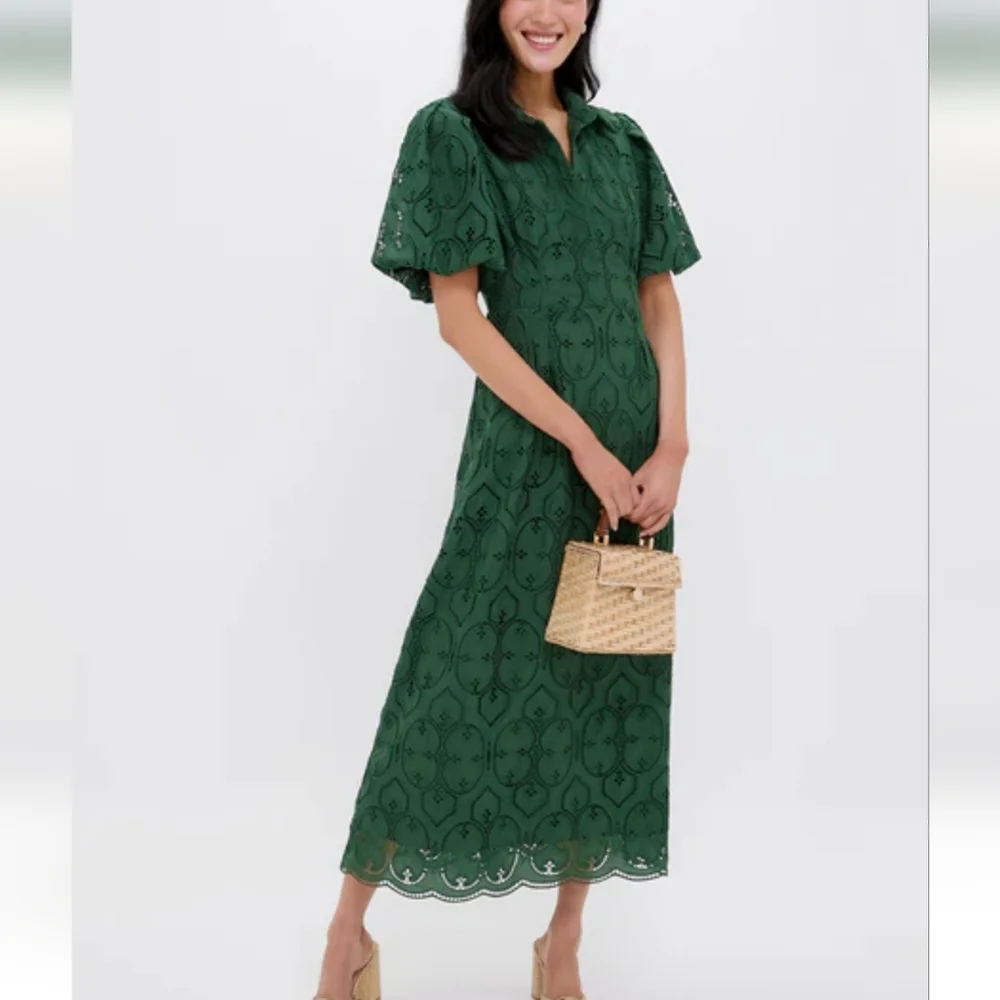 Tuckernuck Green Eyelet Midi Dress - Picture 2 of 9